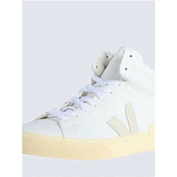 Veja Shoes - Veja White High-Top Sneaker with Cream Sole